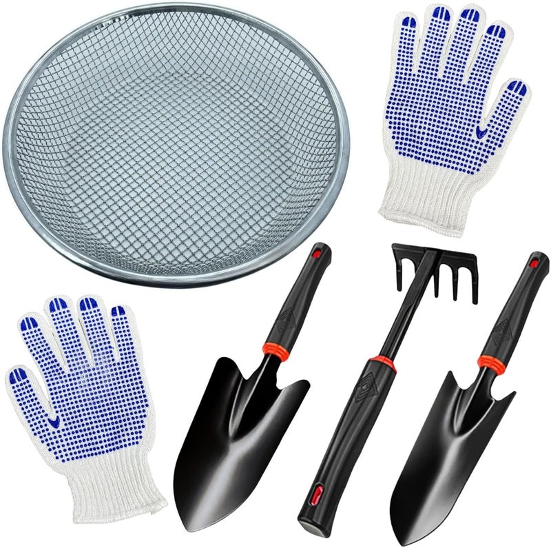 SWHSMLB Garden Tool Set, Includes 1/4-inch Mesh Gardening Sifter, Trowel, Transplanter, and Cultivator for Outdoor Gardening, Ergonomic Yard Tool Kit - Image 1